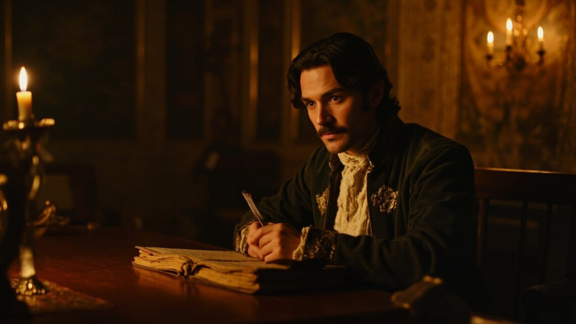 Portrait d un homme pensif en costume ancien